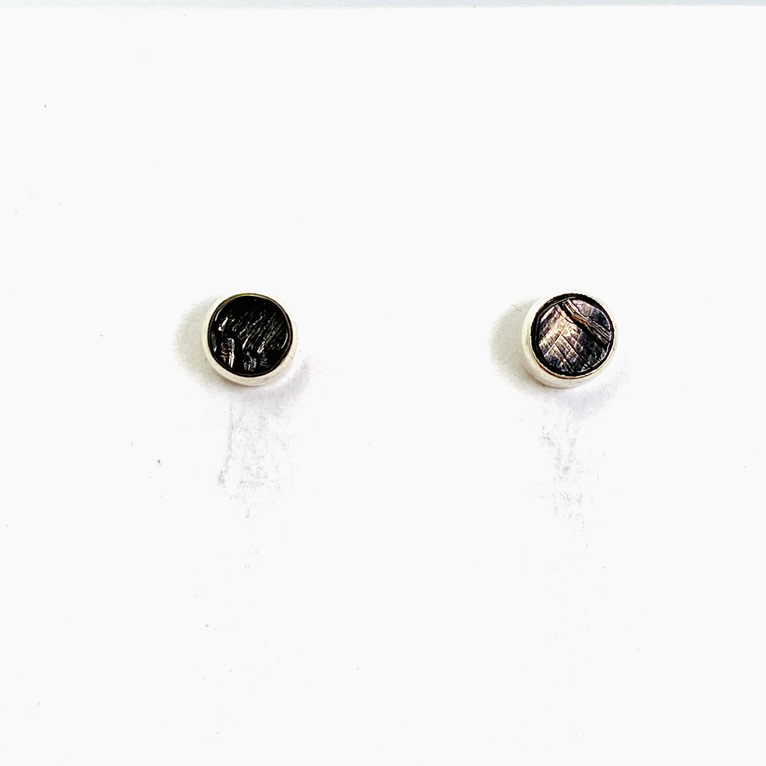 Shungite Round Raw Stud Earrings 7mm PSE034