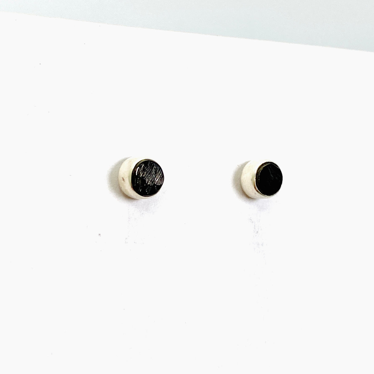 Shungite Round Raw Stud Earrings 7mm PSE034