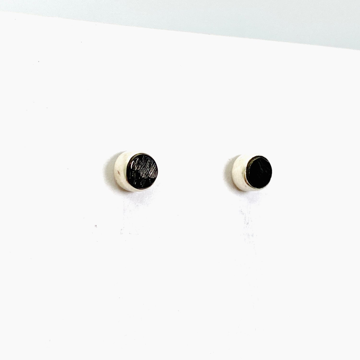 Shungite Round Raw Stud Earrings 7mm PSE034