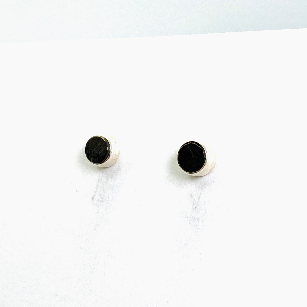 Shungite Round Raw Stud Earrings 7mm PSE034