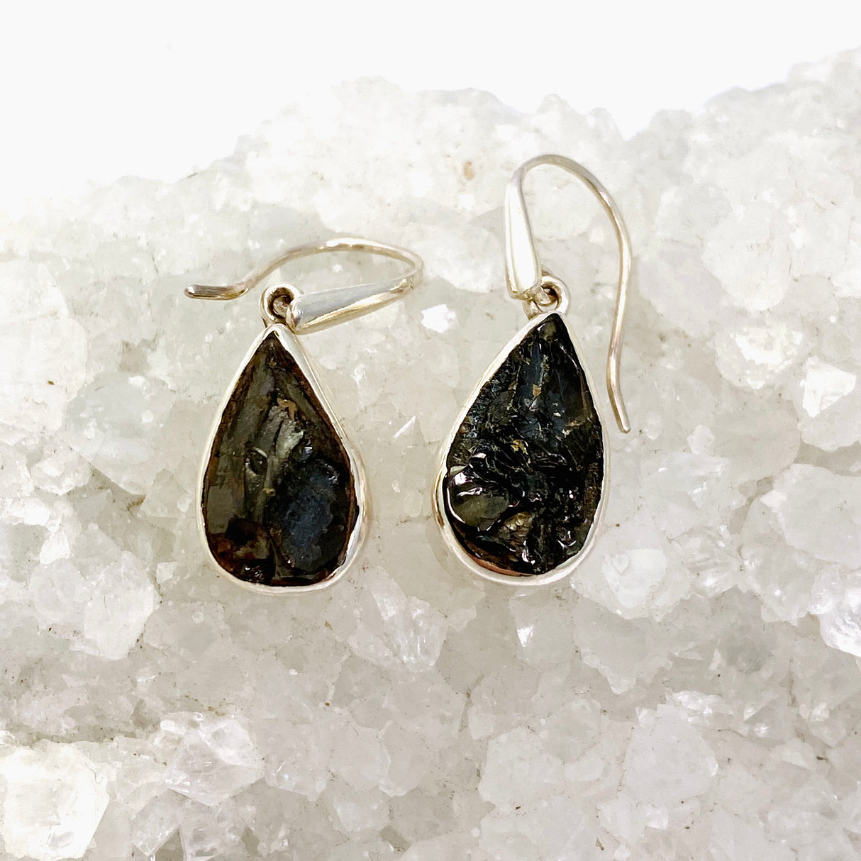 Shungite Teardrop Raw Earrings PEGJ263