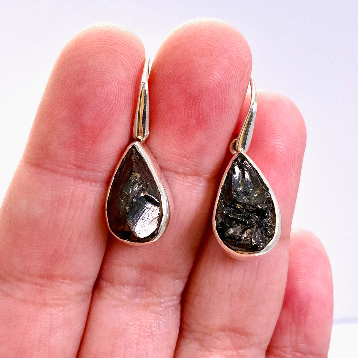 Shungite Teardrop Raw Earrings PEGJ263
