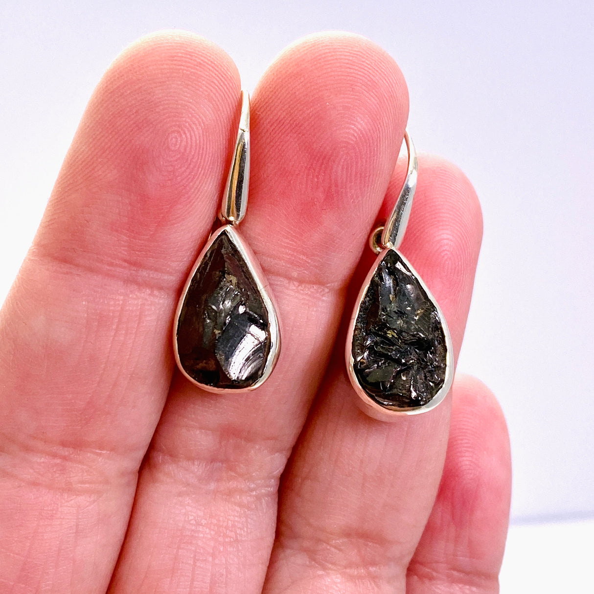 Shungite Teardrop Raw Earrings PEGJ263
