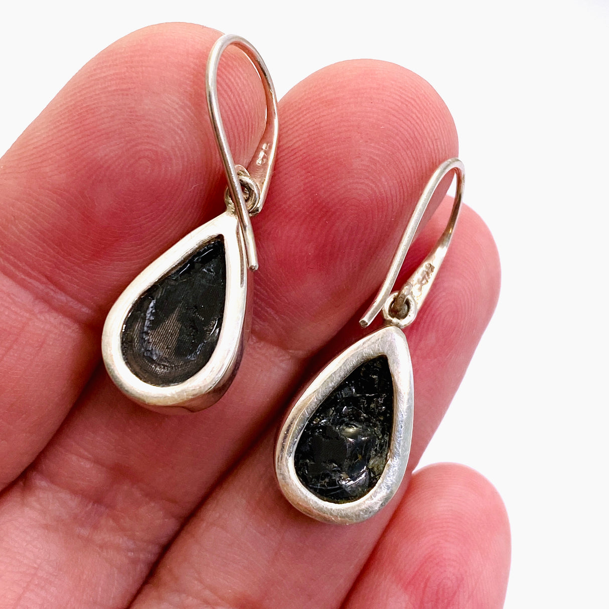 Shungite Teardrop Raw Earrings PEGJ263