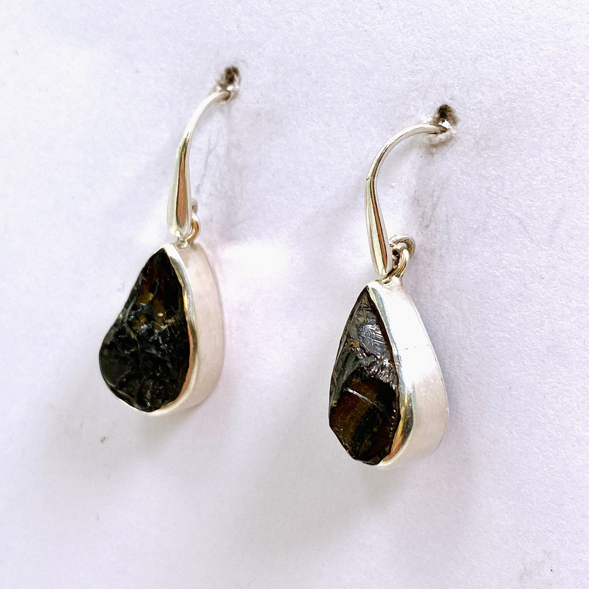 Shungite Teardrop Raw Earrings PEGJ263