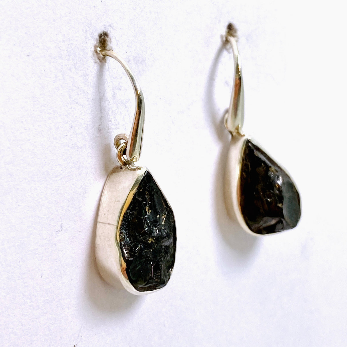 Shungite Teardrop Raw Earrings PEGJ263