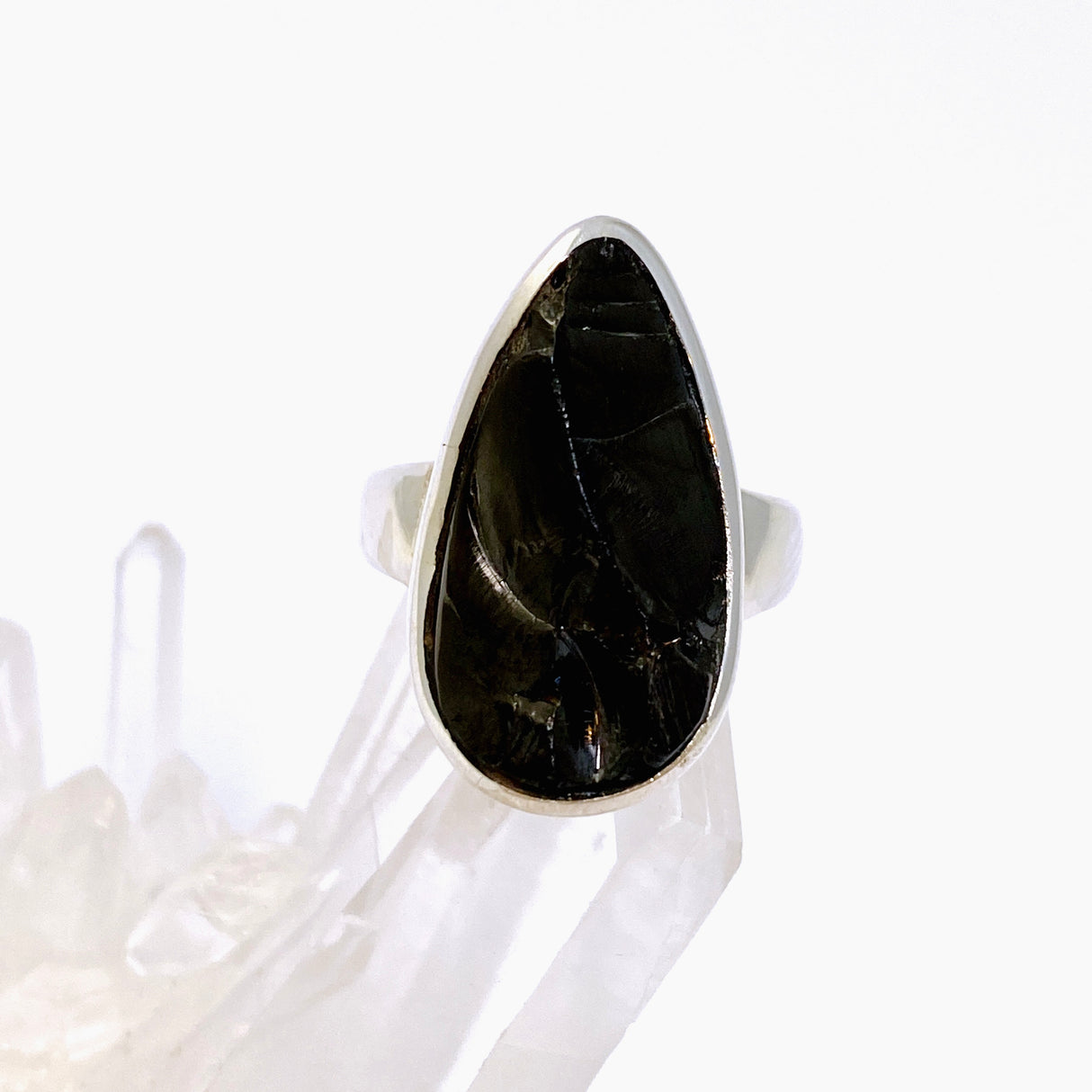 Shungite Teardrop Raw Ring Size 7 PRGJ791