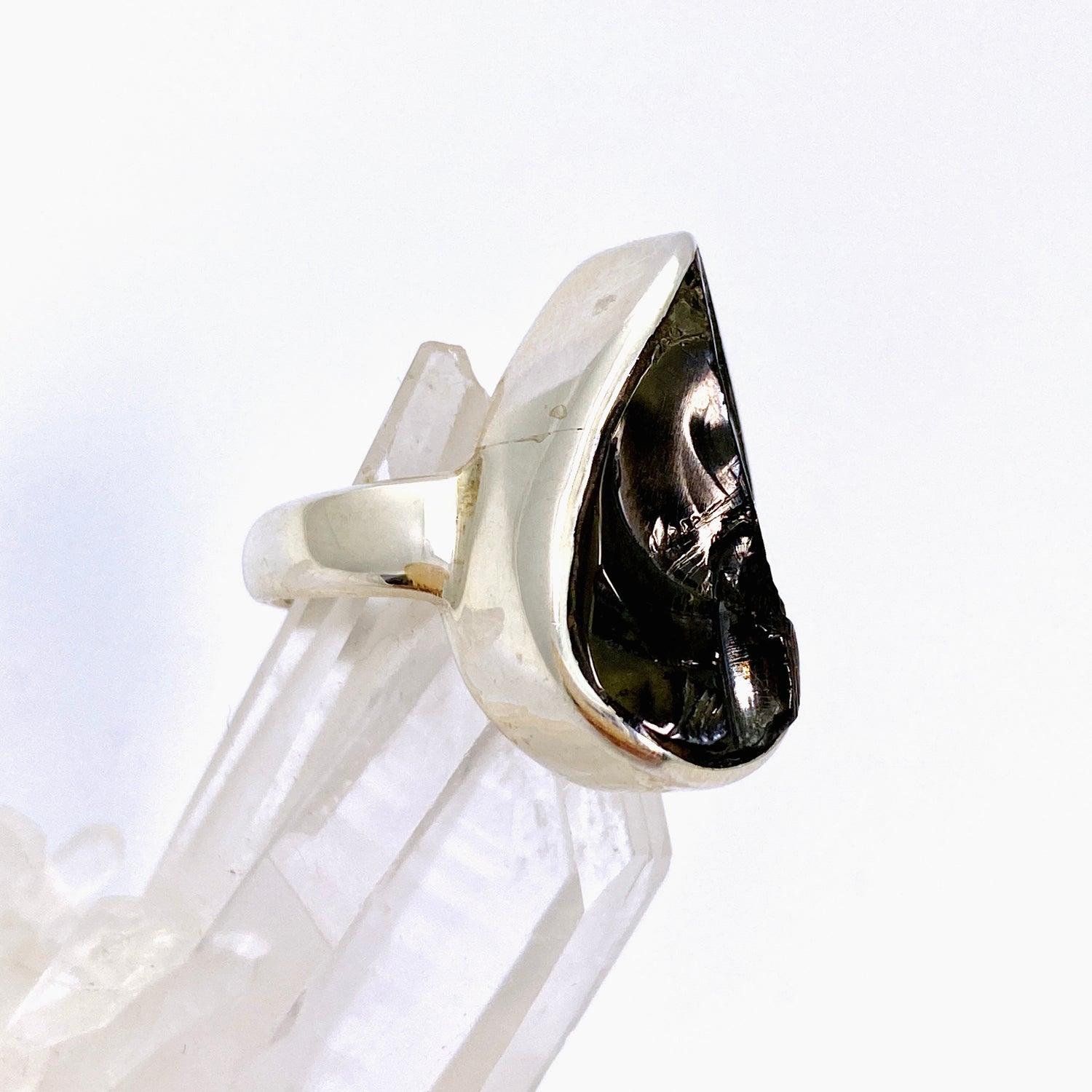 Shungite Teardrop Raw Ring Size 7 PRGJ791