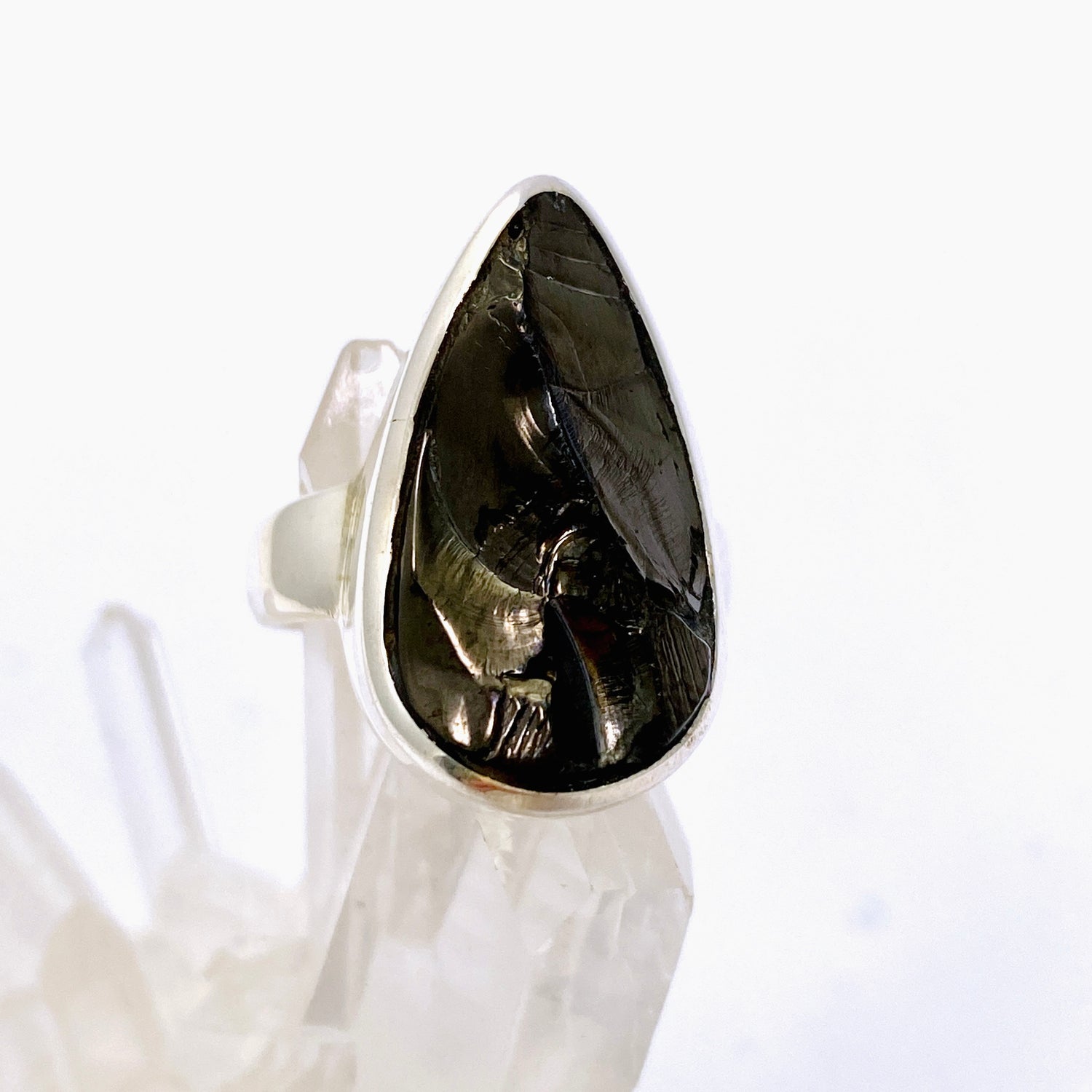Shungite Teardrop Raw Ring Size 7 PRGJ791