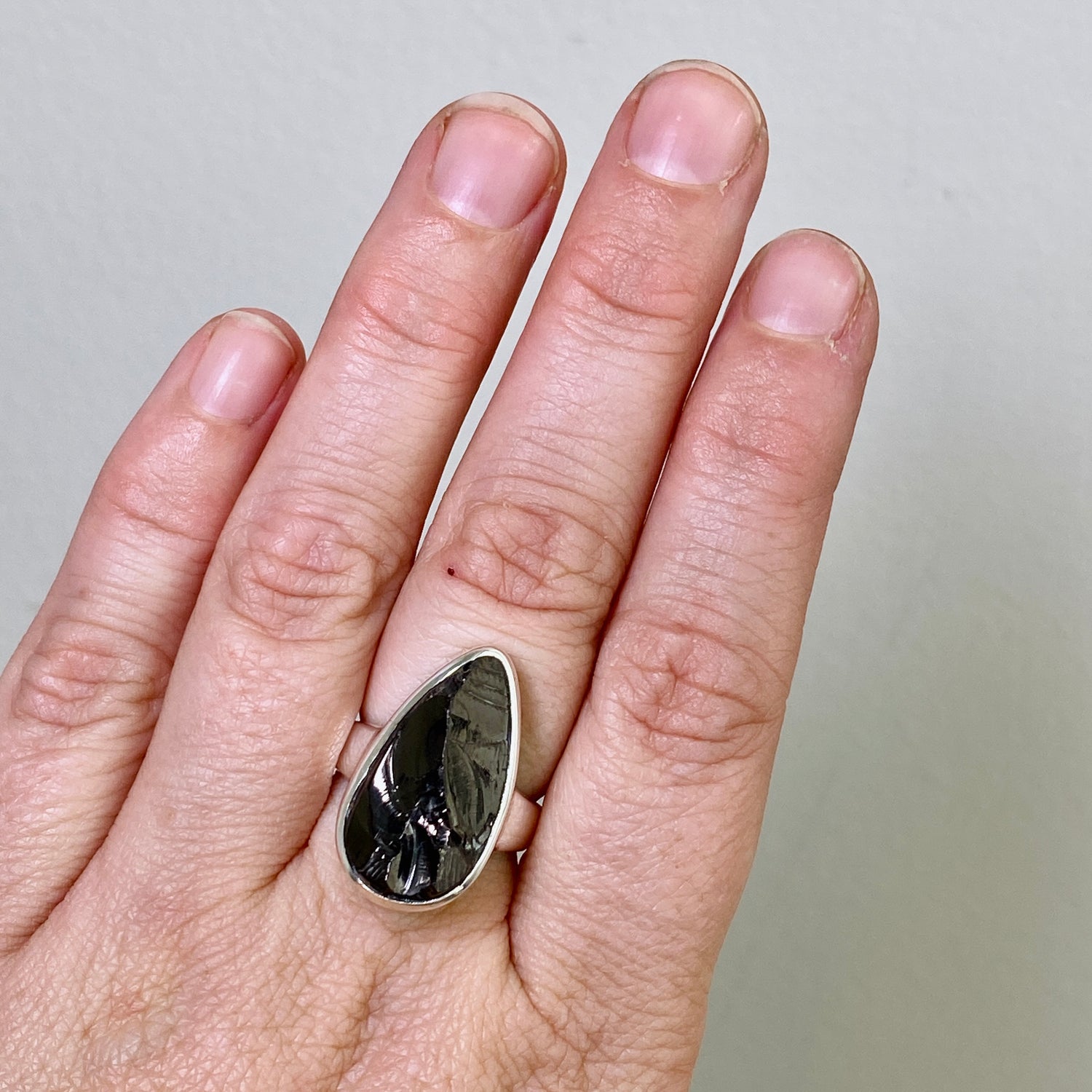 Shungite Teardrop Raw Ring Size 7 PRGJ791
