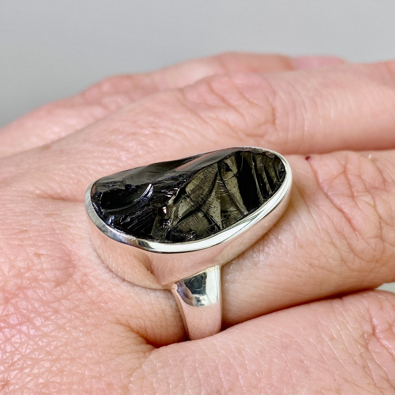Shungite Teardrop Raw Ring Size 7 PRGJ791