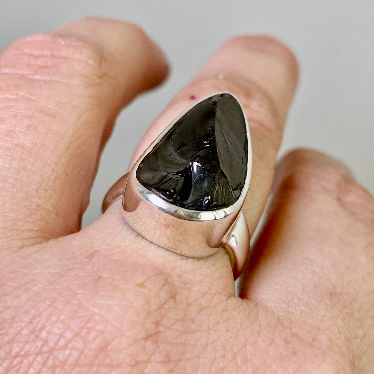 Shungite Teardrop Raw Ring Size 7 PRGJ791