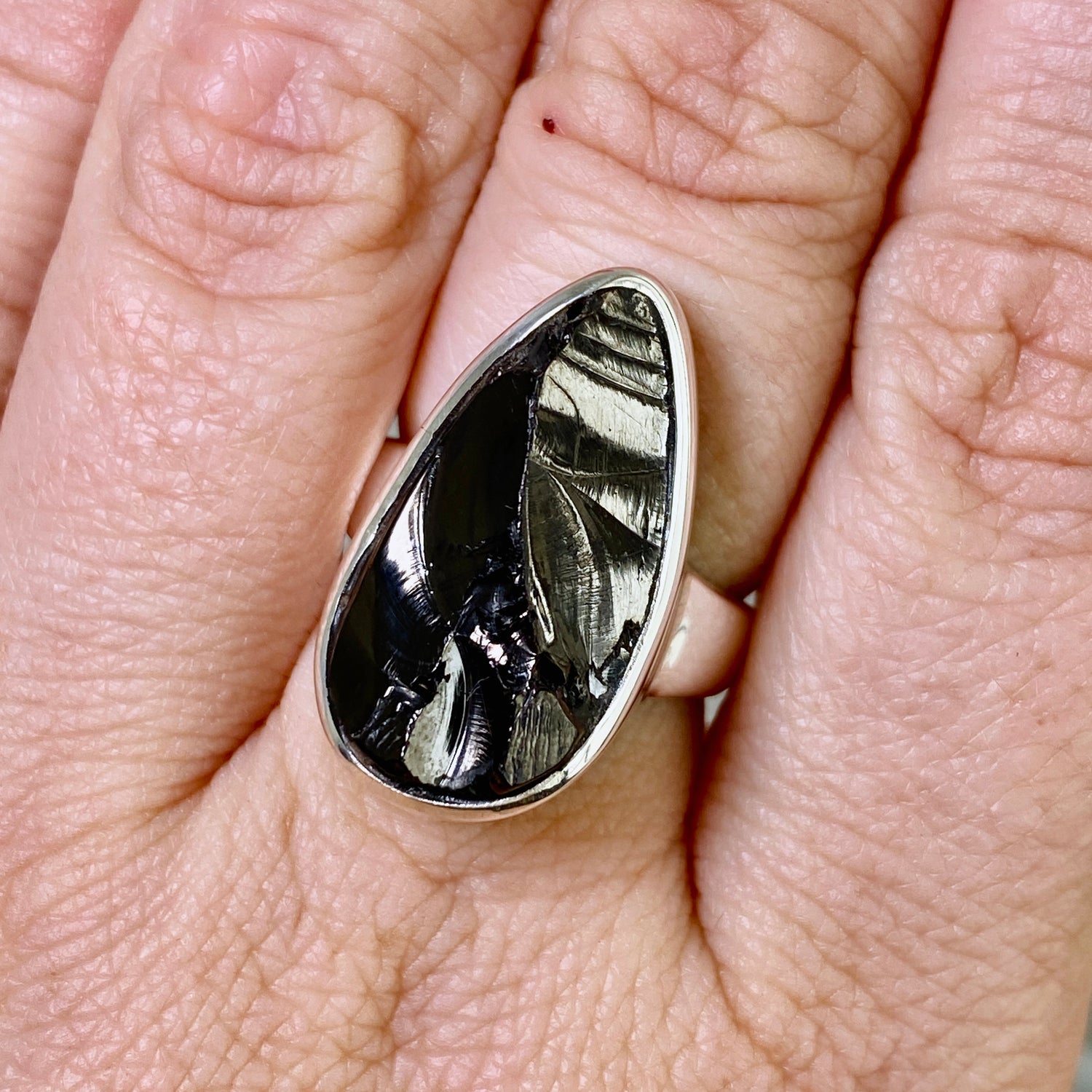 Shungite Teardrop Raw Ring Size 7 PRGJ791