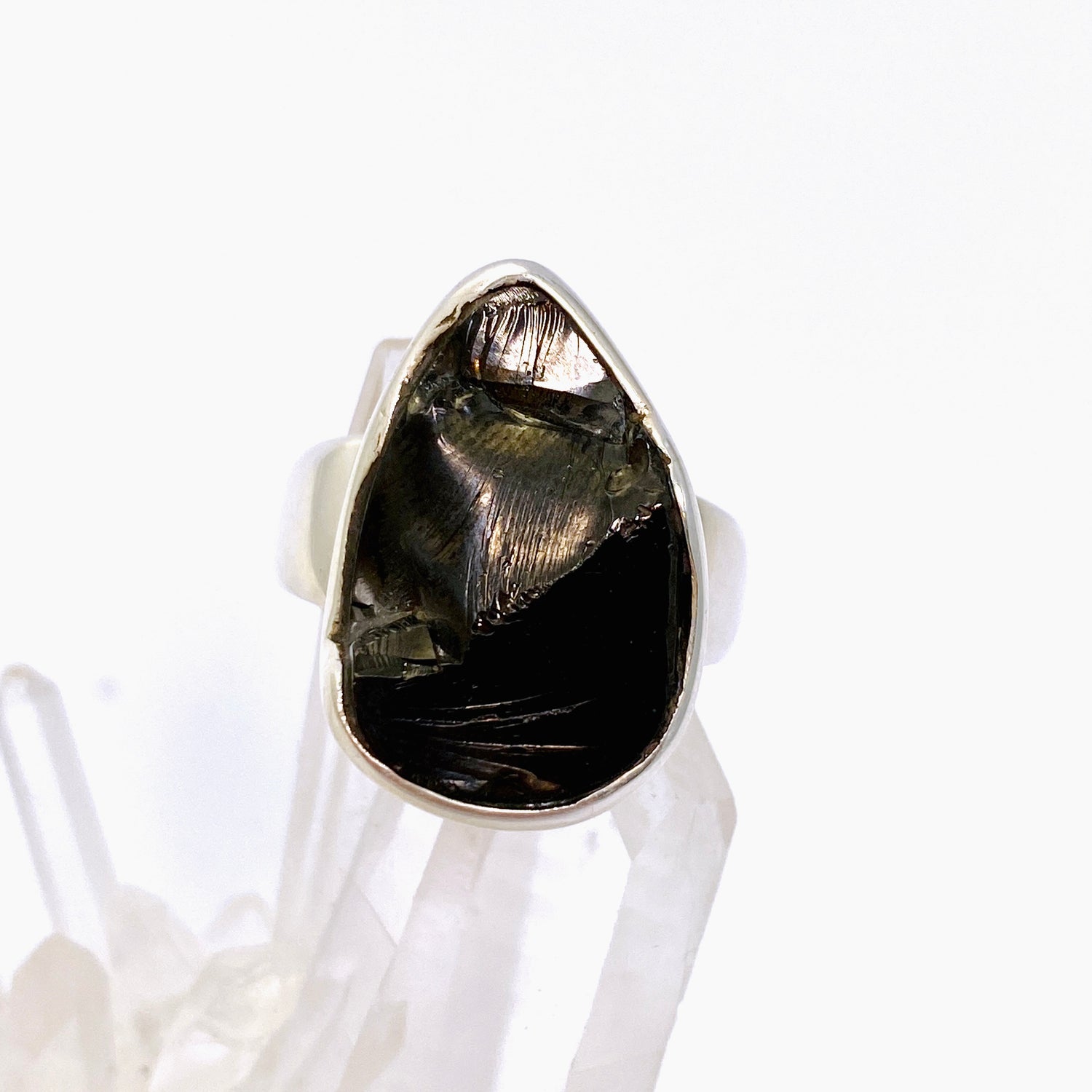 Shungite Teardrop Raw Ring Size 8 PRGJ790