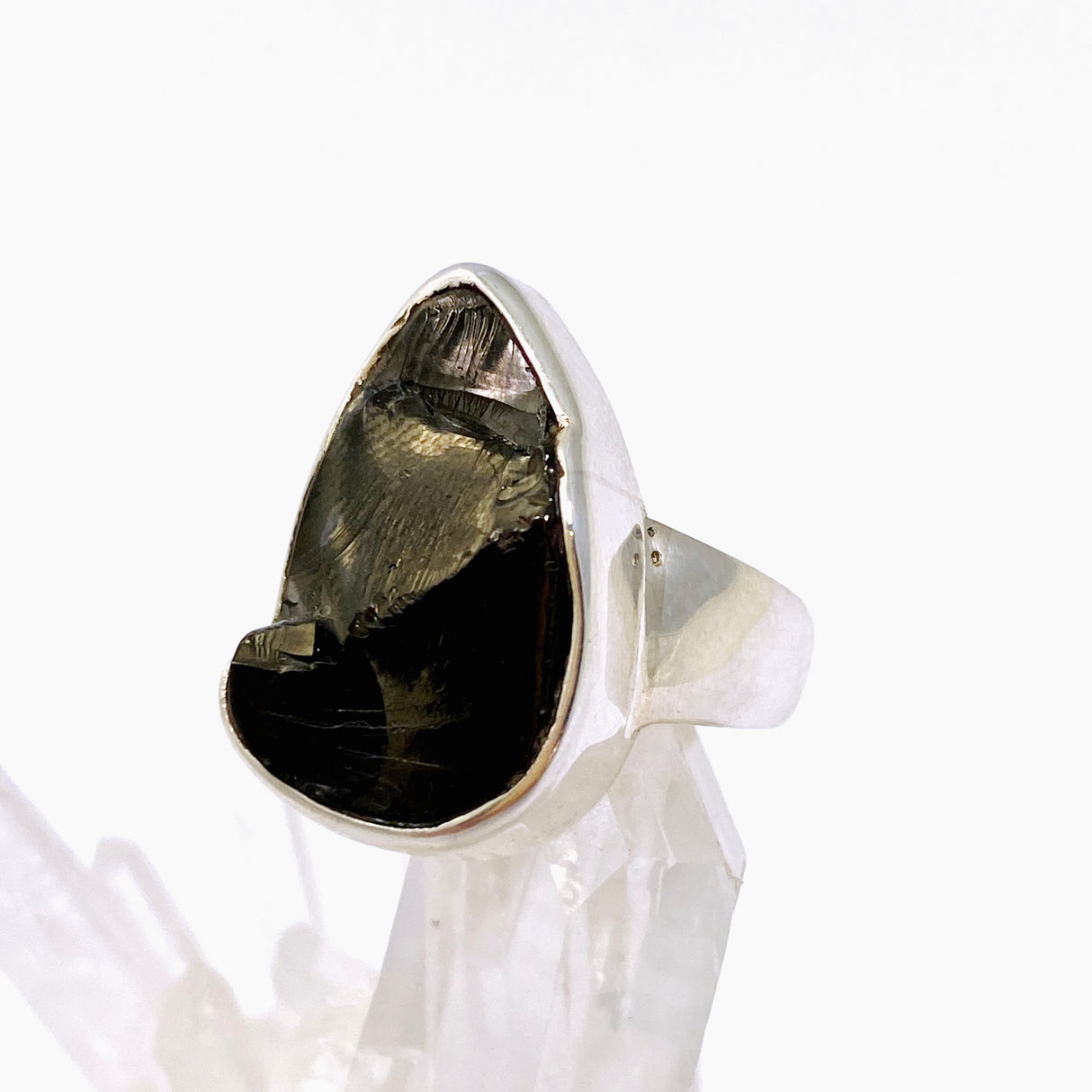 Shungite Teardrop Raw Ring Size 8 PRGJ790