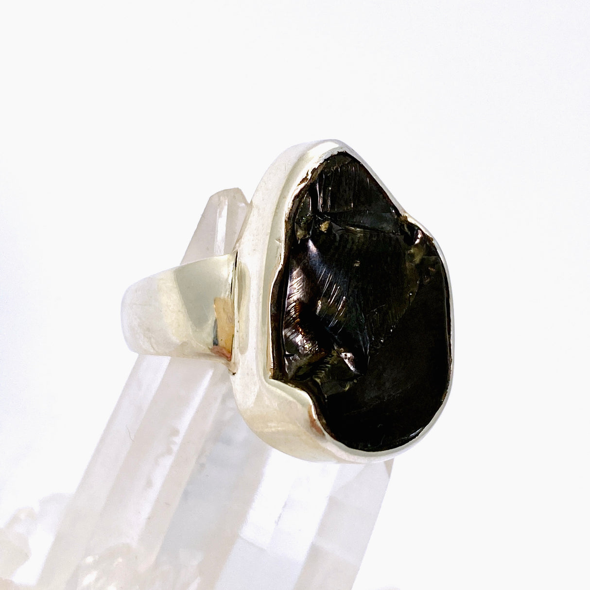 Shungite Teardrop Raw Ring Size 8 PRGJ790