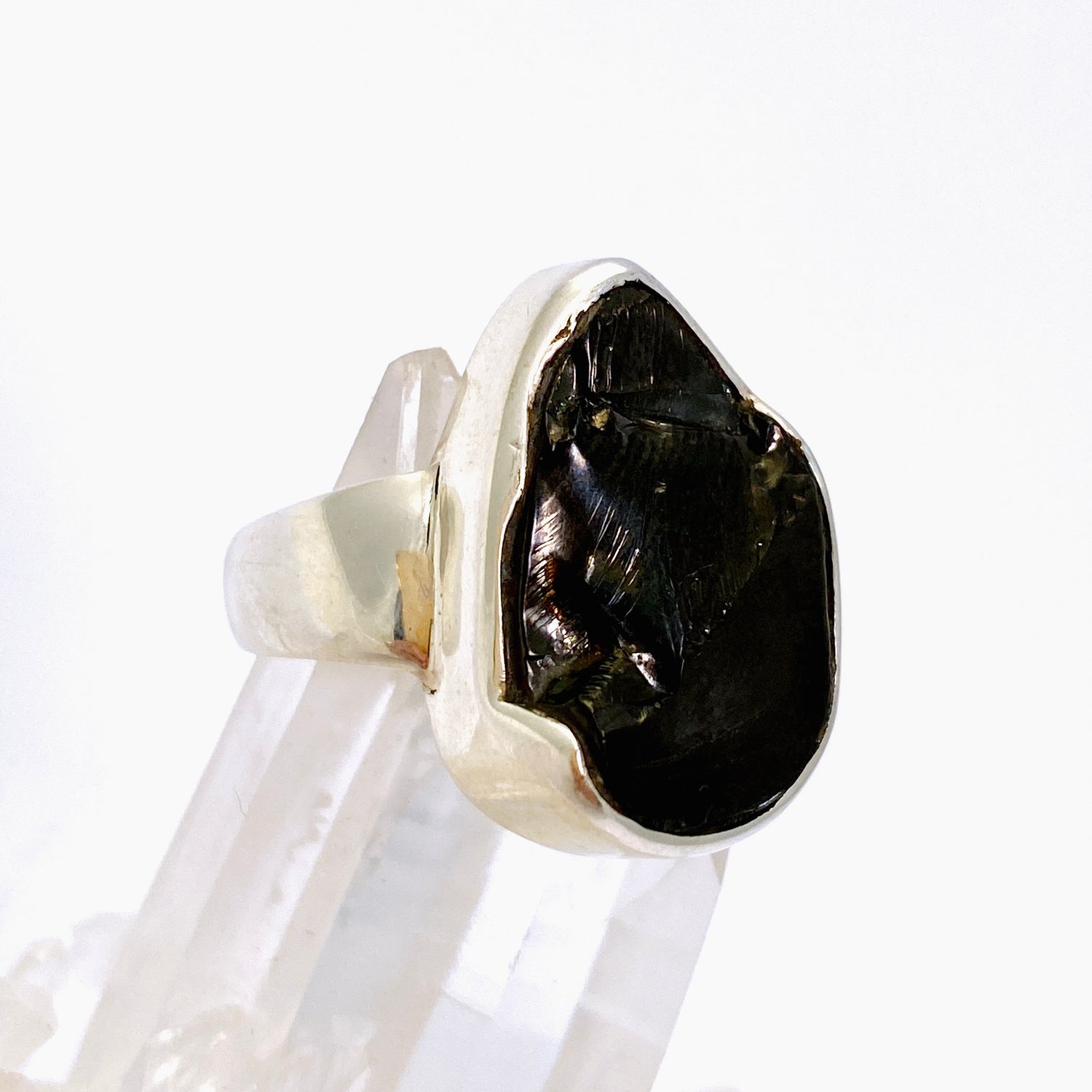 Shungite Teardrop Raw Ring Size 8 PRGJ790