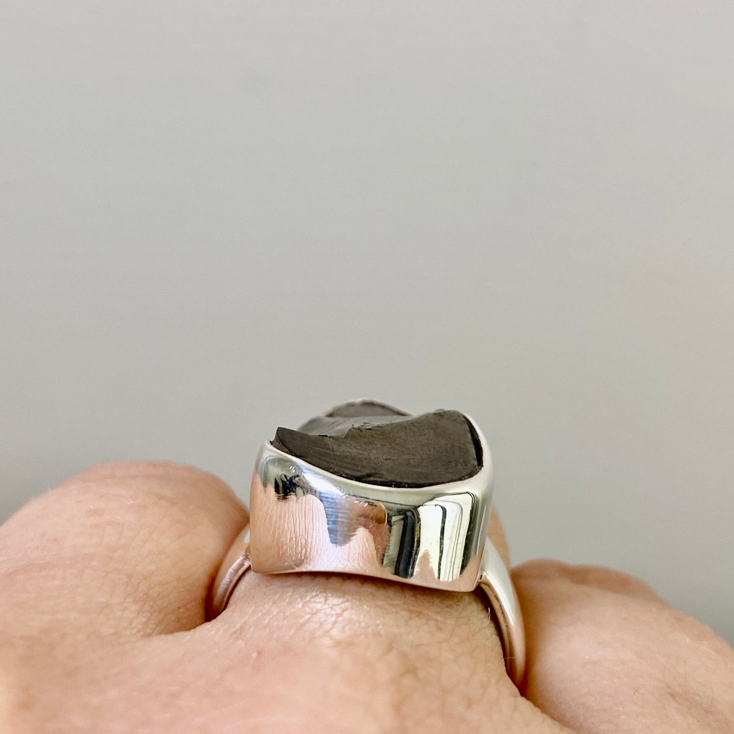 Shungite Teardrop Raw Ring Size 8 PRGJ790