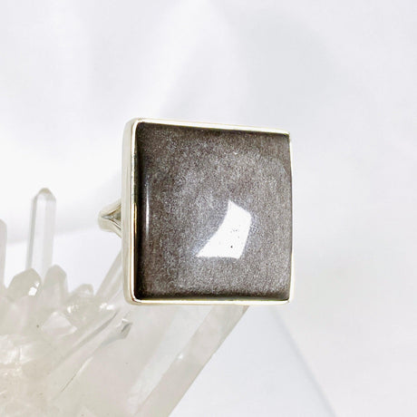 Silver Sheen Obsidian square ring s.11 KRGJ2921 - Nature's Magick