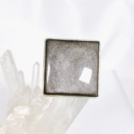 Silver Sheen Obsidian square ring s.11 KRGJ2921 - Nature's Magick
