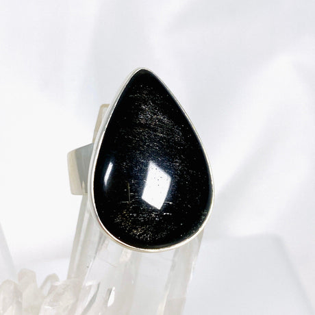 Silversheen Obsidian teardrop ring s.8 KRGJ2926 - Nature's Magick