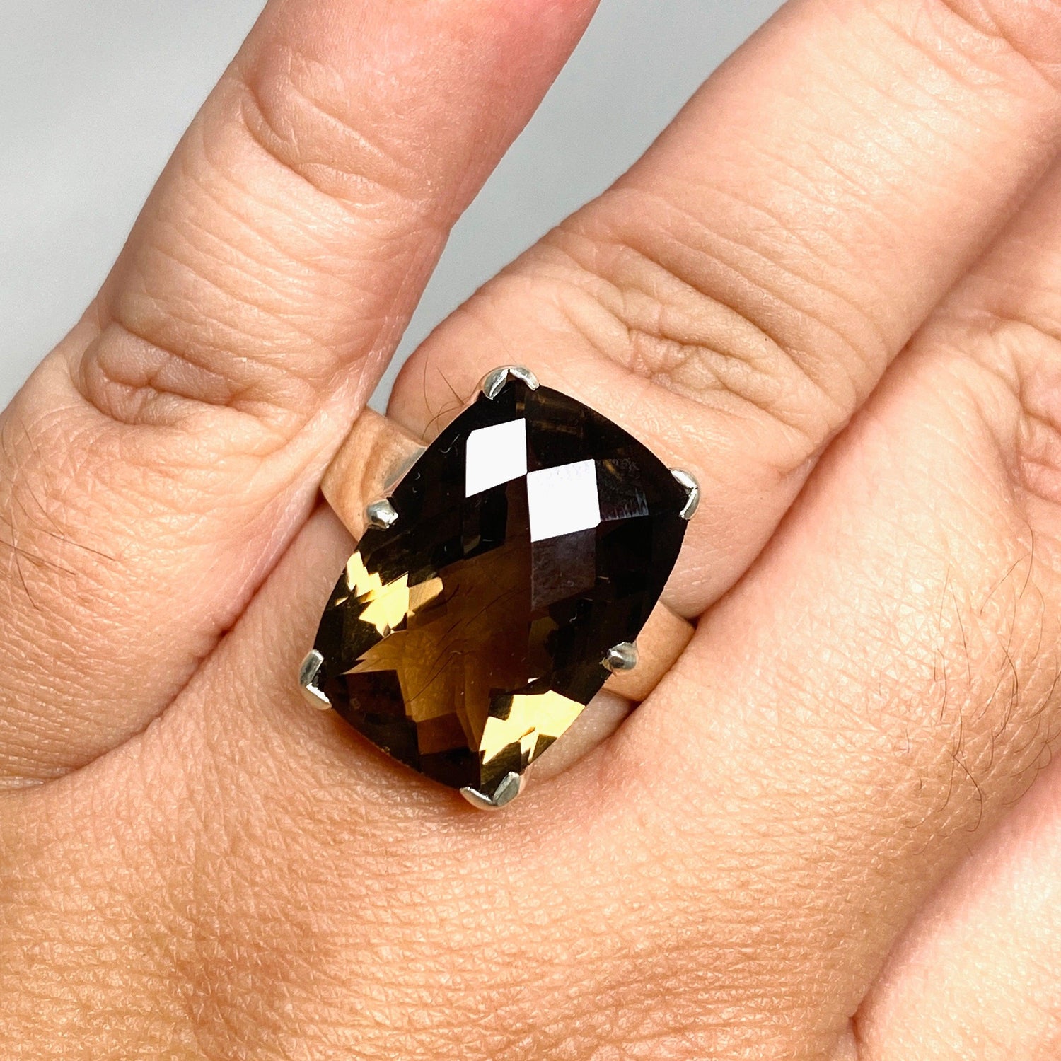 Smokey Quartz Faceted Rectangular Ring Size 12 PRGJ422 - Nature's Magick