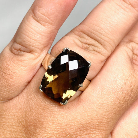 Smokey Quartz Faceted Rectangular Ring Size 12 PRGJ422 - Nature's Magick