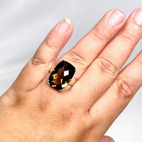 Smokey Quartz Faceted Rectangular Ring Size 12 PRGJ422 - Nature's Magick