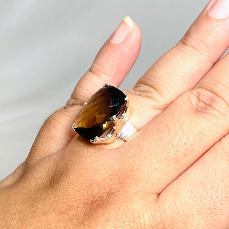 Smokey Quartz Faceted Rectangular Ring Size 12 PRGJ422 - Nature's Magick