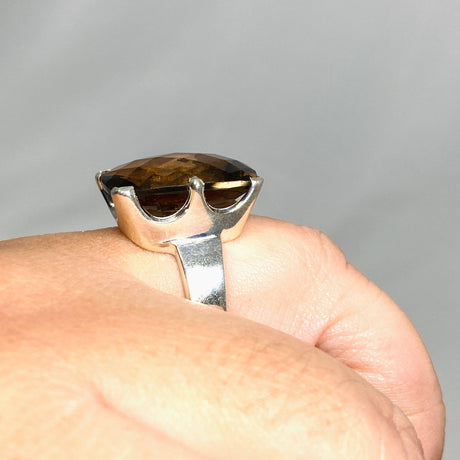 Smokey Quartz Faceted Rectangular Ring Size 12 PRGJ422 - Nature's Magick