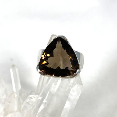 Smokey Quartz Faceted Triangular Ring Size 8 KRGJ2906 - Nature's Magick