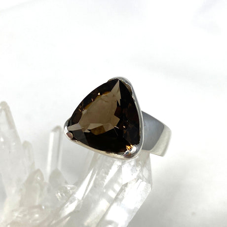 Smokey Quartz Faceted Triangular Ring Size 8 KRGJ2906 - Nature's Magick