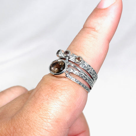 Smokey Quartz Multi-stone Faceted Gemstone Ring R3783 - Nature's Magick