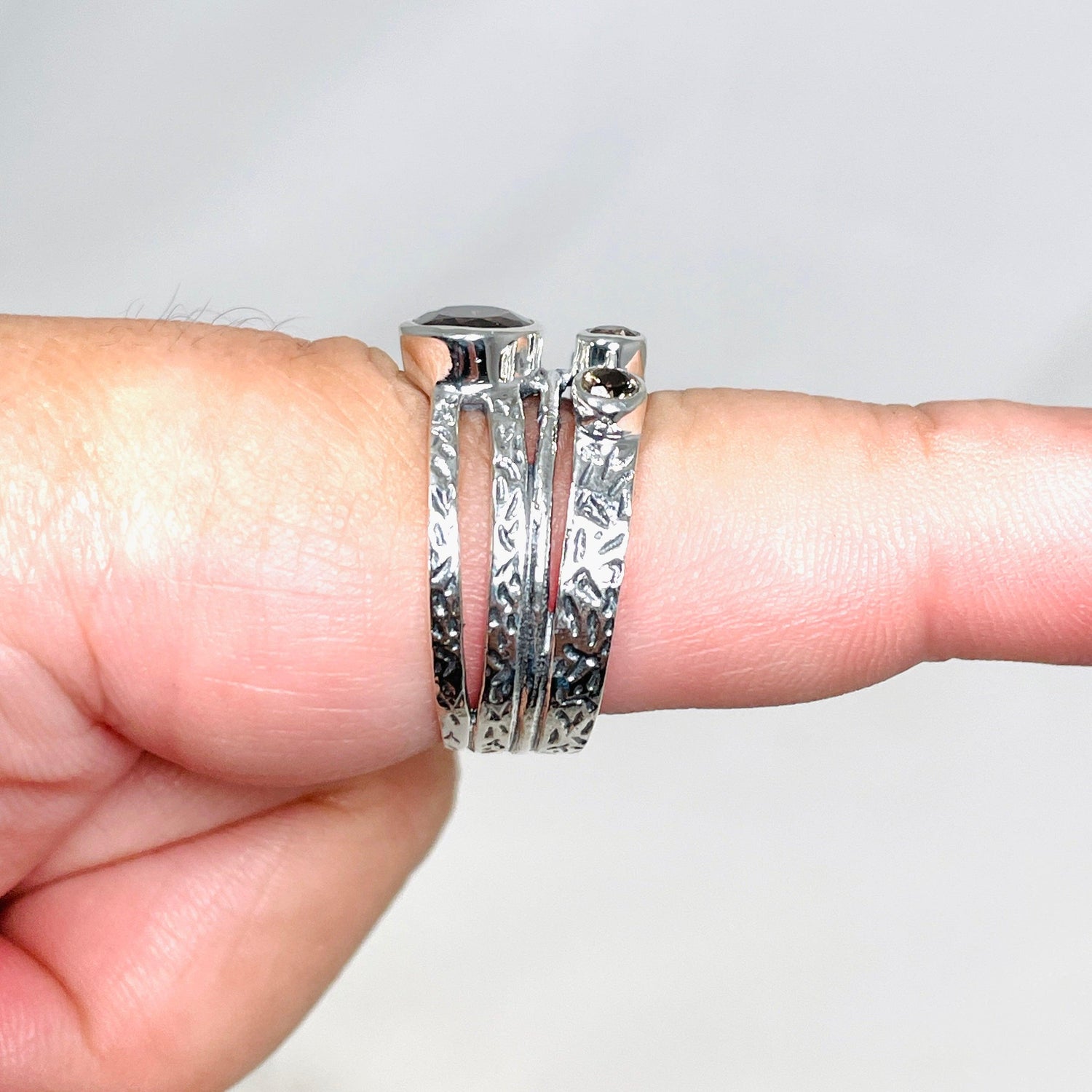 Smokey Quartz Multi-stone Faceted Gemstone Ring R3783 - Nature's Magick