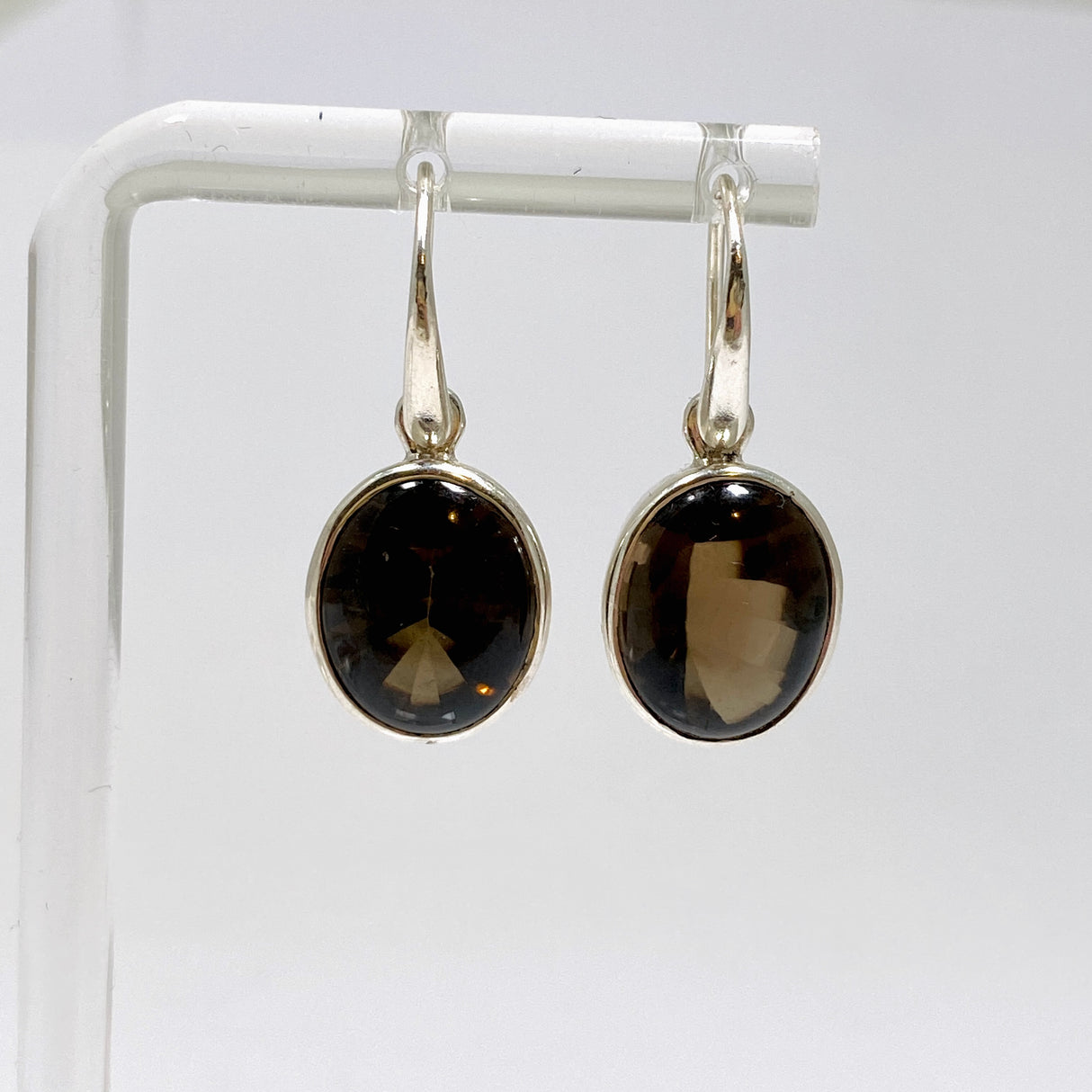 Smokey Quartz Oval Cabochon Earrings PEGJ412