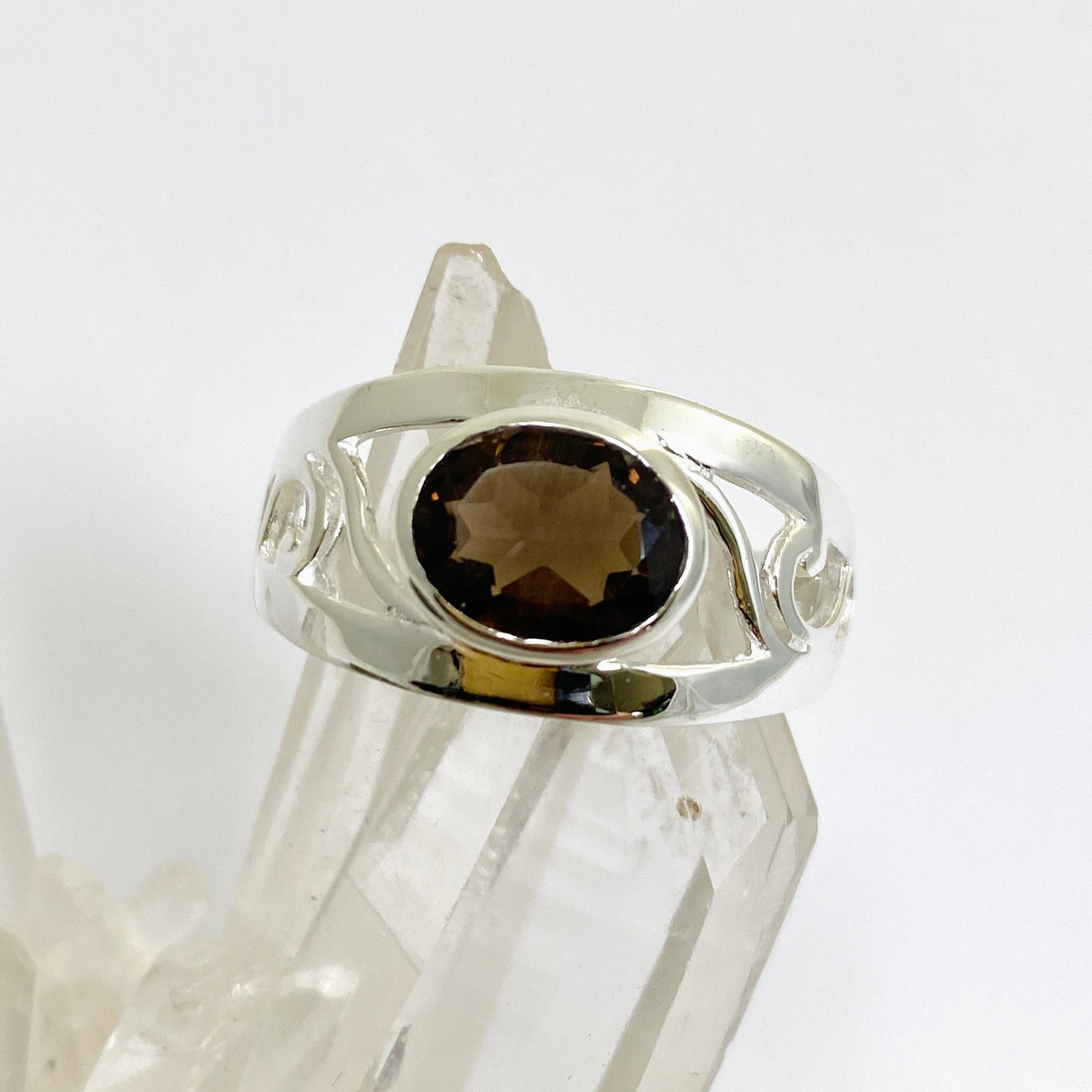 Smokey Quartz Oval Faceted Boho Decorative Ring R3820