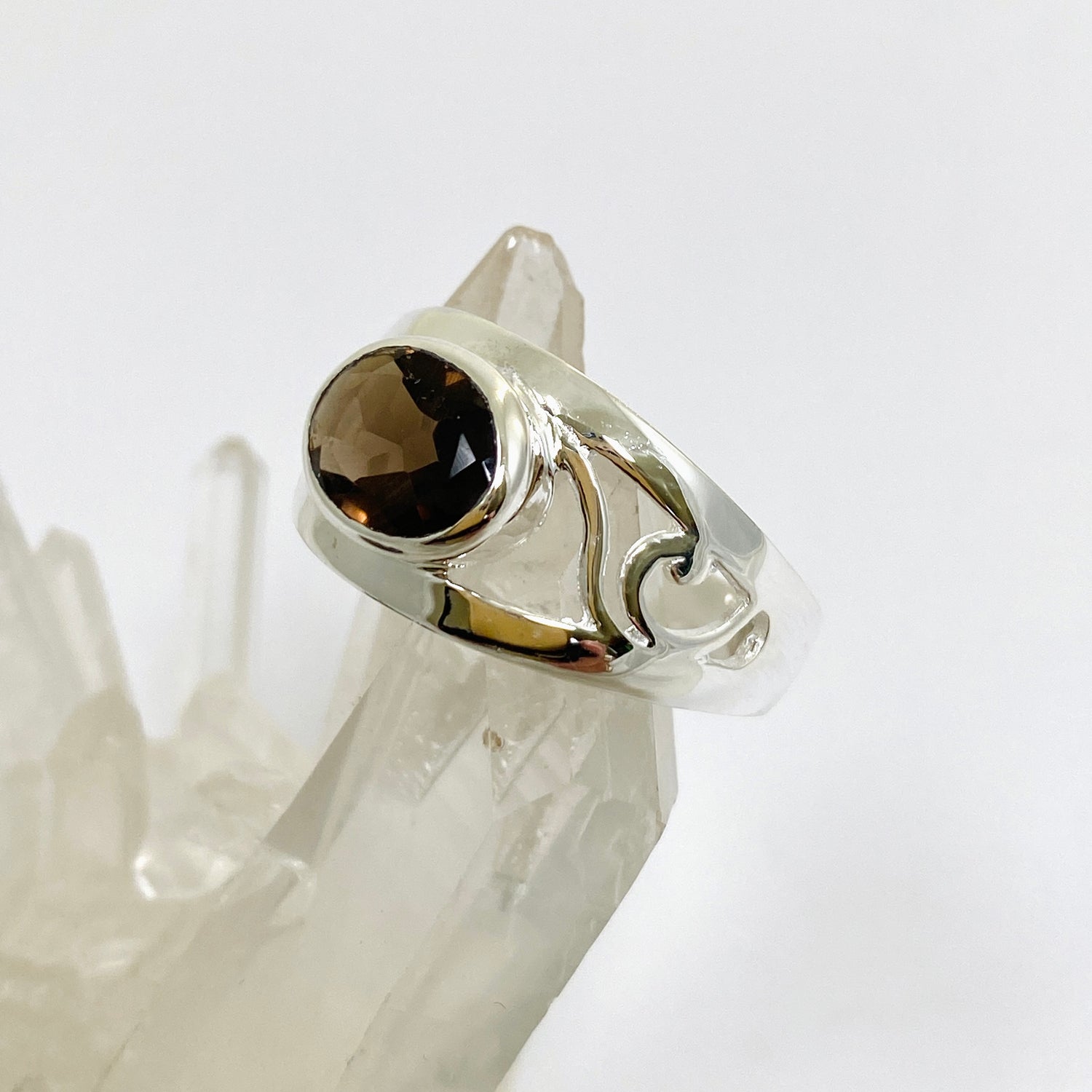 Smokey Quartz Oval Faceted Boho Decorative Ring R3820