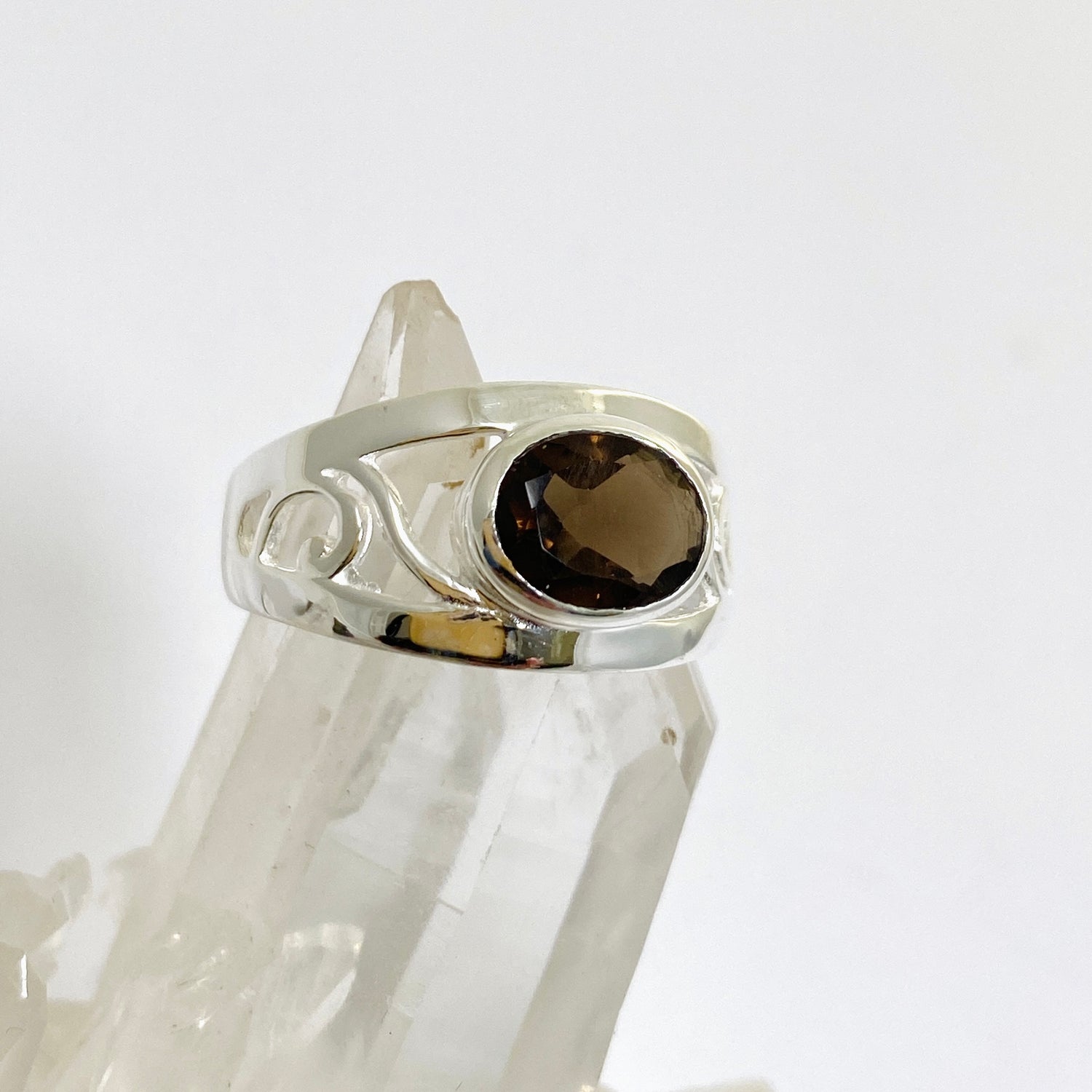 Smokey Quartz Oval Faceted Boho Decorative Ring R3820