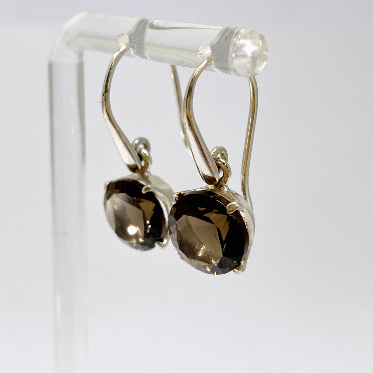 Smokey Quartz Round Faceted Earrings PEGJ413
