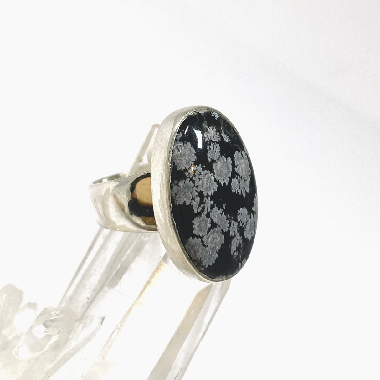 Snowflake Obsidian Oval Cabochon Ring Size 6 KRGJ3420