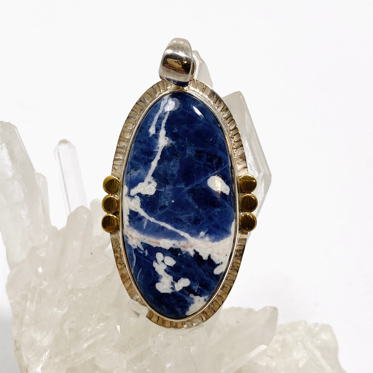 Sodalite Oval Cabochon Pendant in a Decorative Setting KPGJ4809