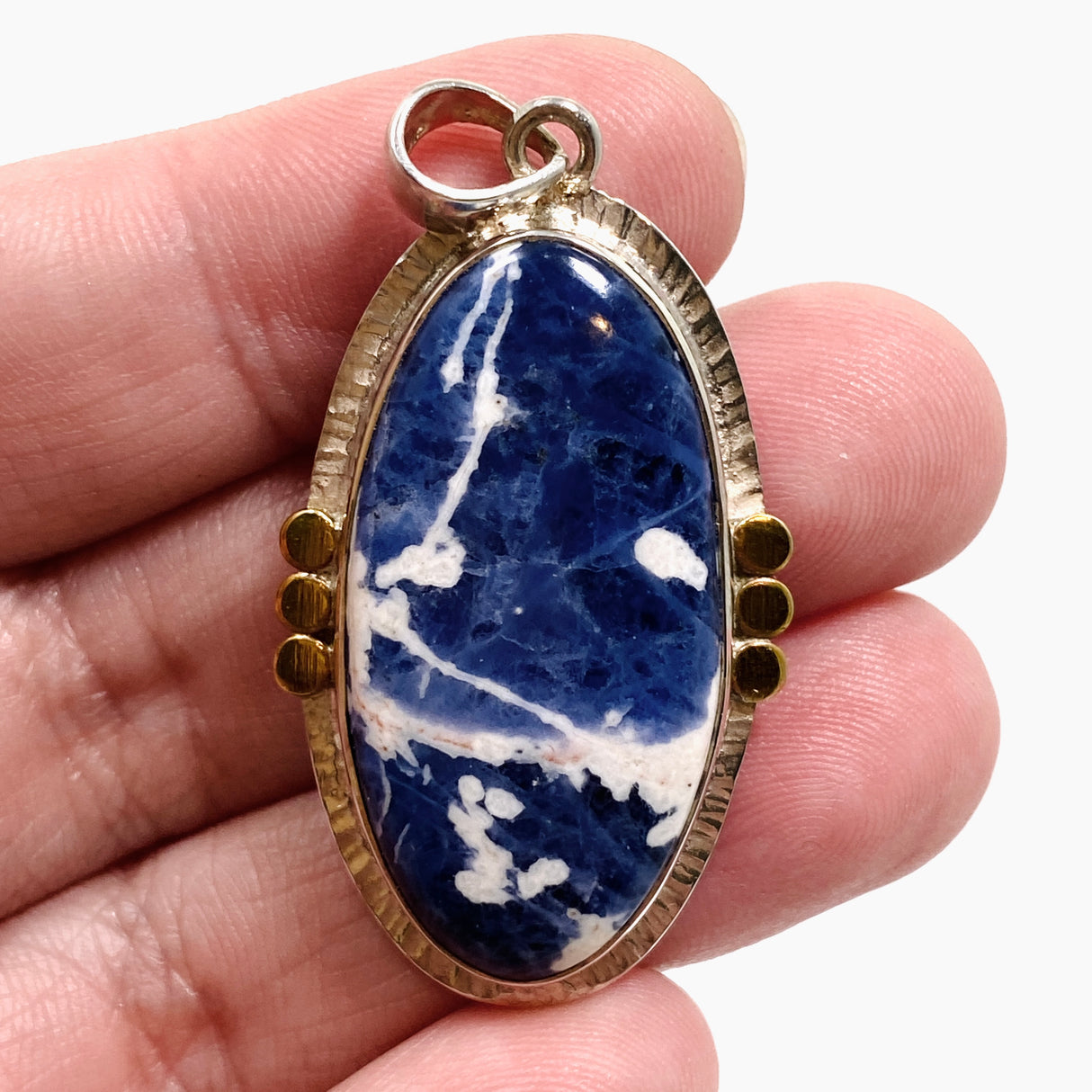 Sodalite Oval Cabochon Pendant in a Decorative Setting KPGJ4809