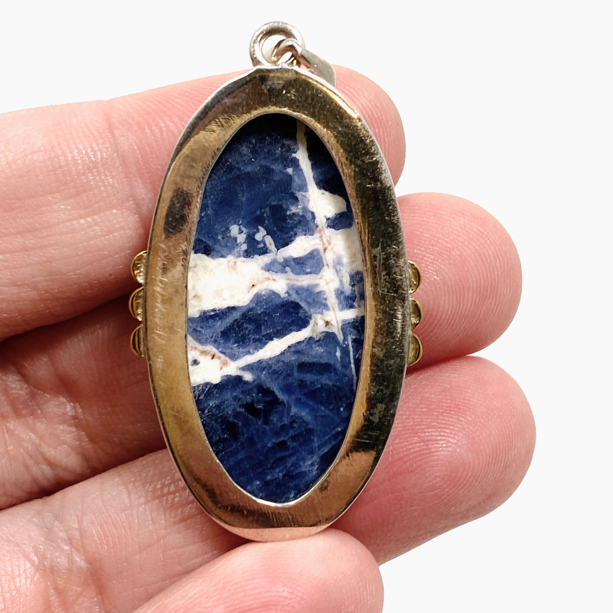 Sodalite Oval Cabochon Pendant in a Decorative Setting KPGJ4809