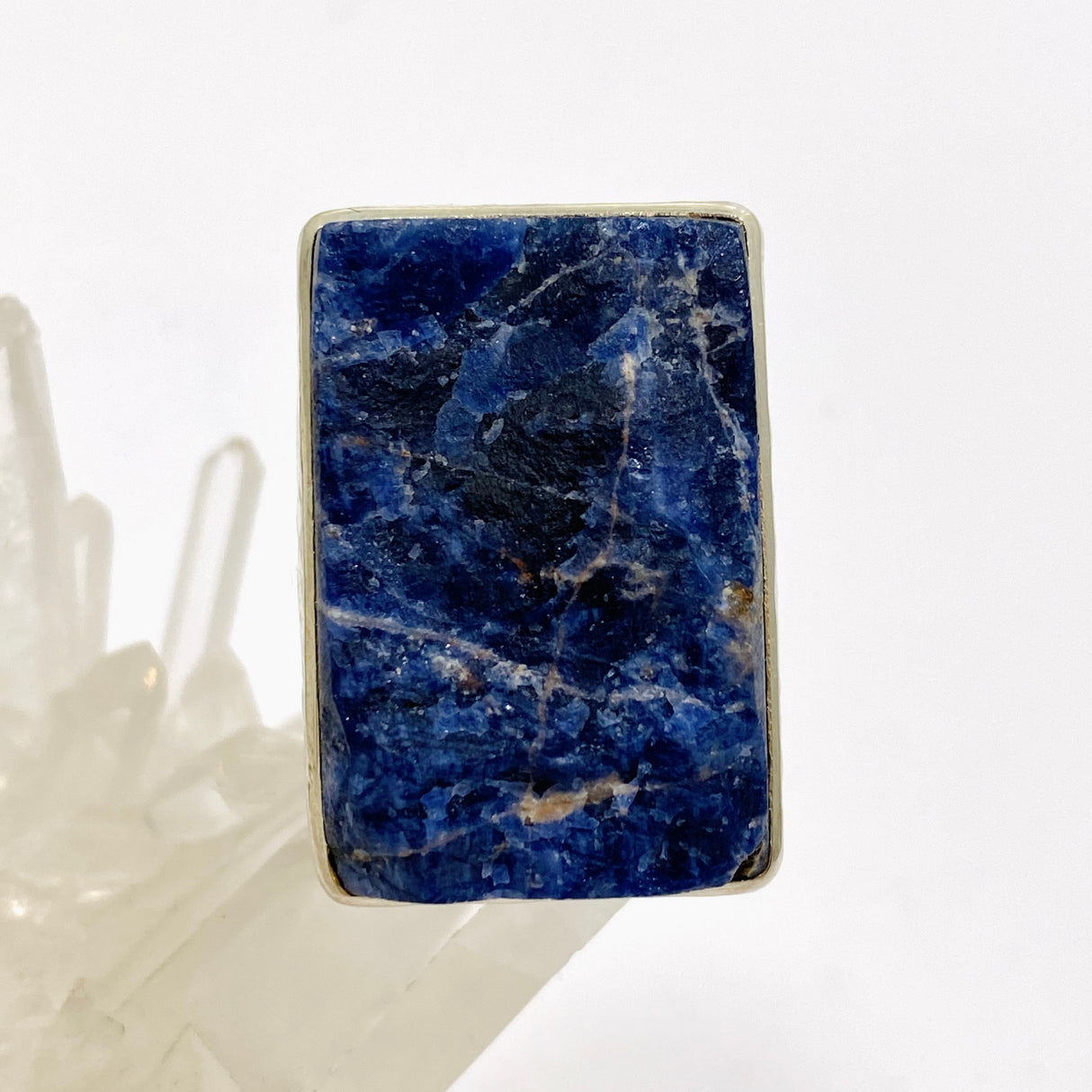 Sodalite Rectangular Raw Ring in a Hammered Setting Size 11 KRGJ3362