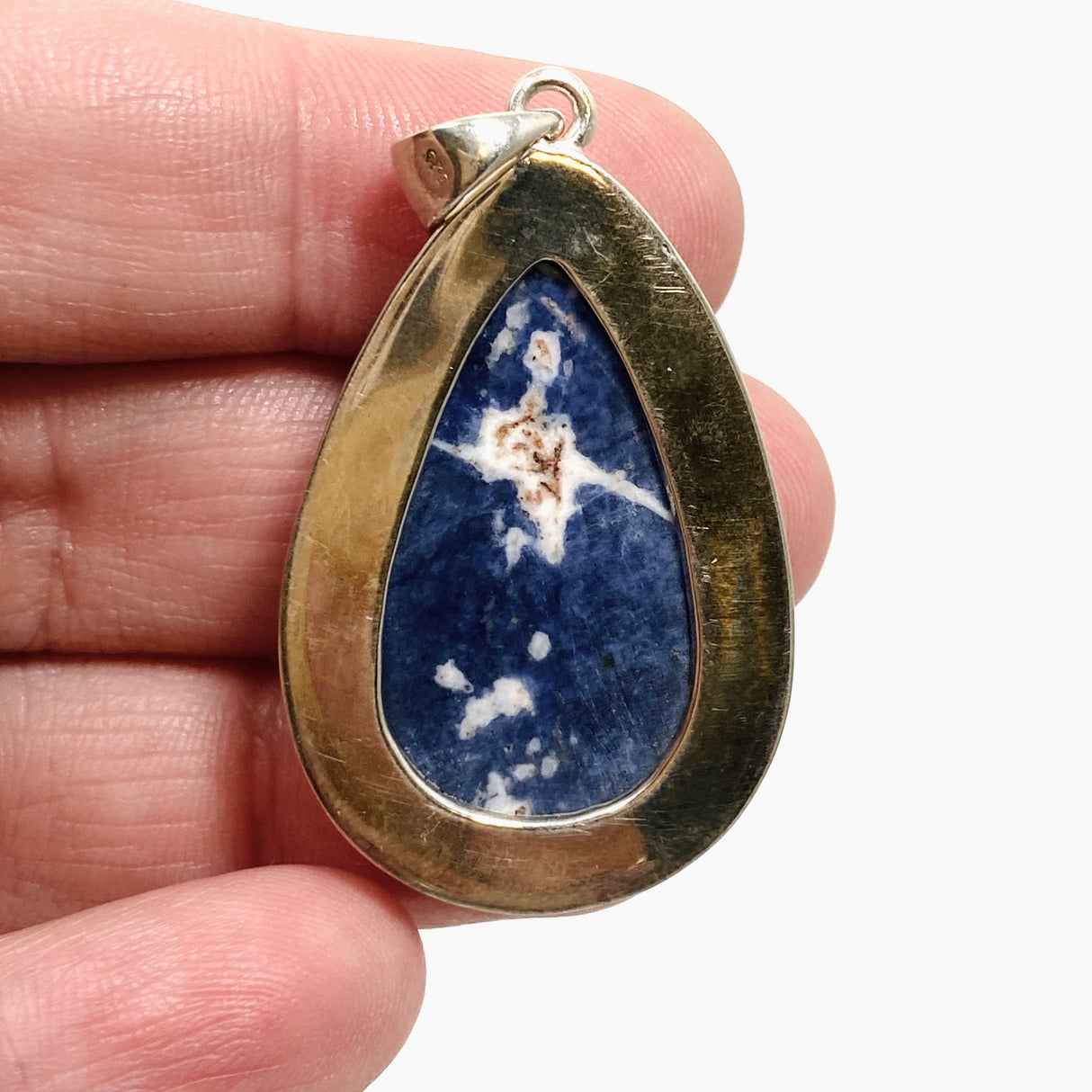 Sodalite Teardrop Cabochon Pendant in a Decorative Setting KPGJ4811