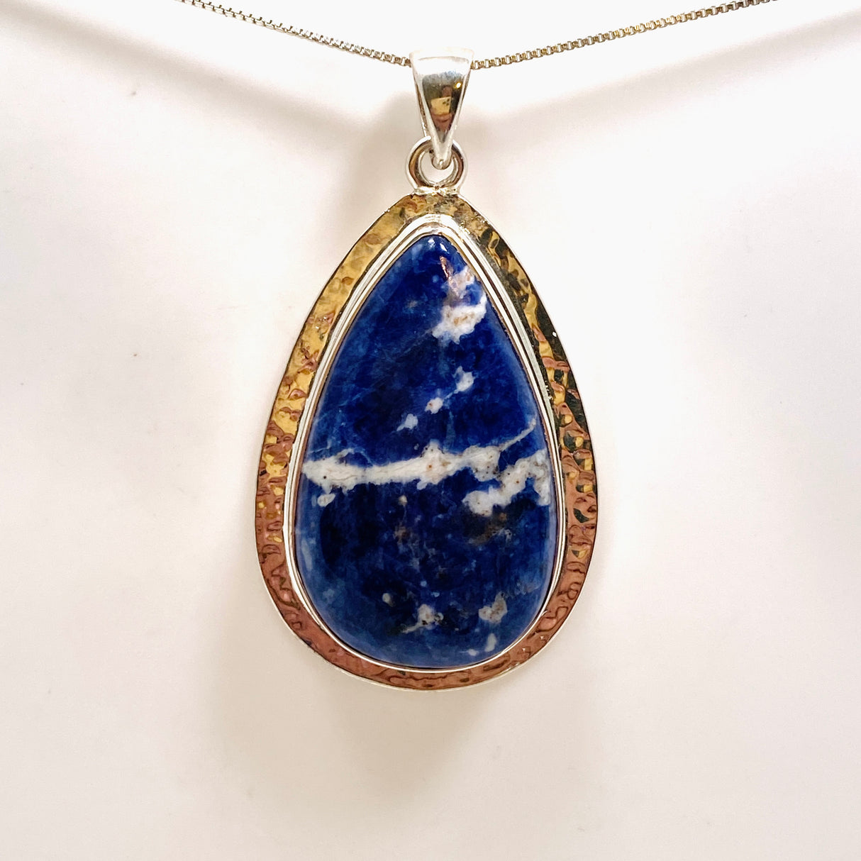 Sodalite Teardrop Cabochon Pendant in a Decorative Setting KPGJ4811