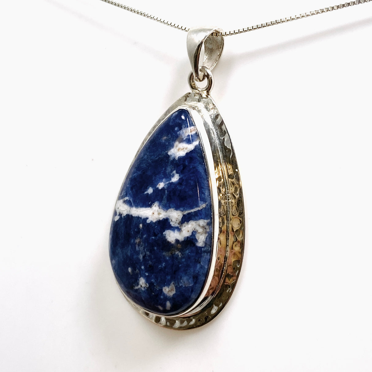 Sodalite Teardrop Cabochon Pendant in a Decorative Setting KPGJ4811