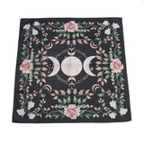 Square Altar Cloth - Moon and Roses Black 75.5x76x0.3mm - Nature's Magick