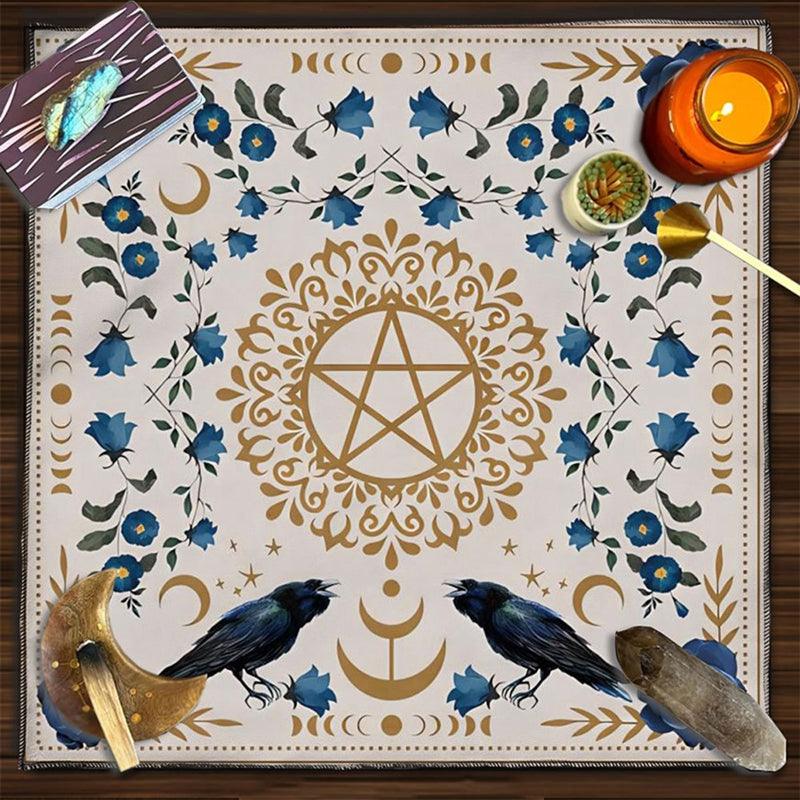 Square Altar Cloth - Pentagram White, 75.5x76x0.3mm - Nature's Magick
