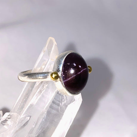 Star Garnet Oval Ring with Brass Detailing Size 9 KRGJ3138 - Nature's Magick